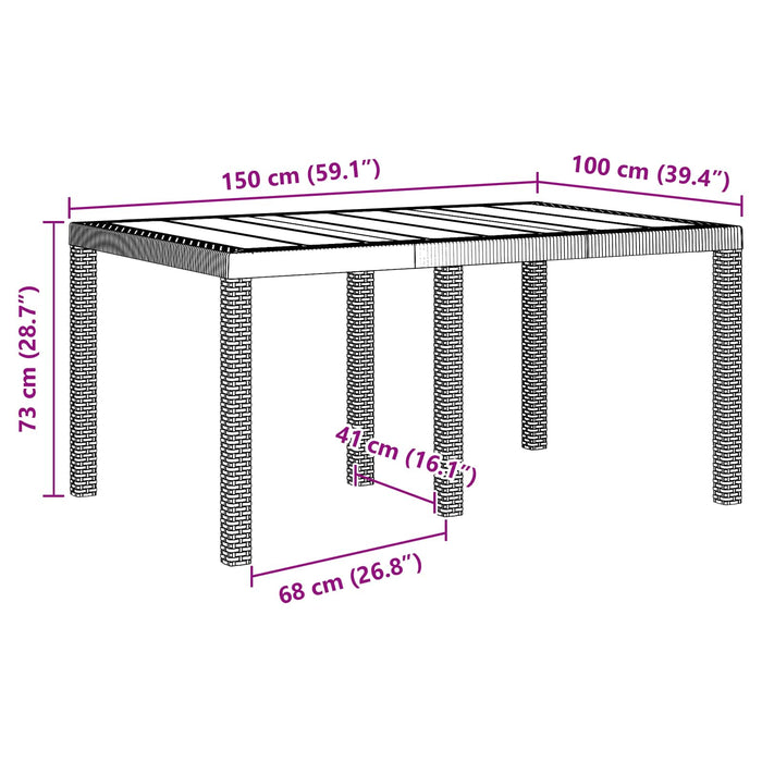 Tavolo da Pranzo da Giardino Marrone 150 x 100 x 73 cm 871685