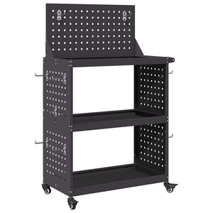 vidaXL Carrello per Attrezzi con lo scaffale Nero 65 x 35 x 111 cm