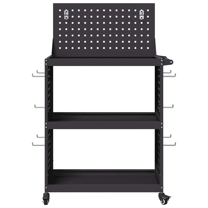 vidaXL Carrello per Attrezzi con lo scaffale Nero 65 x 35 x 111 cm