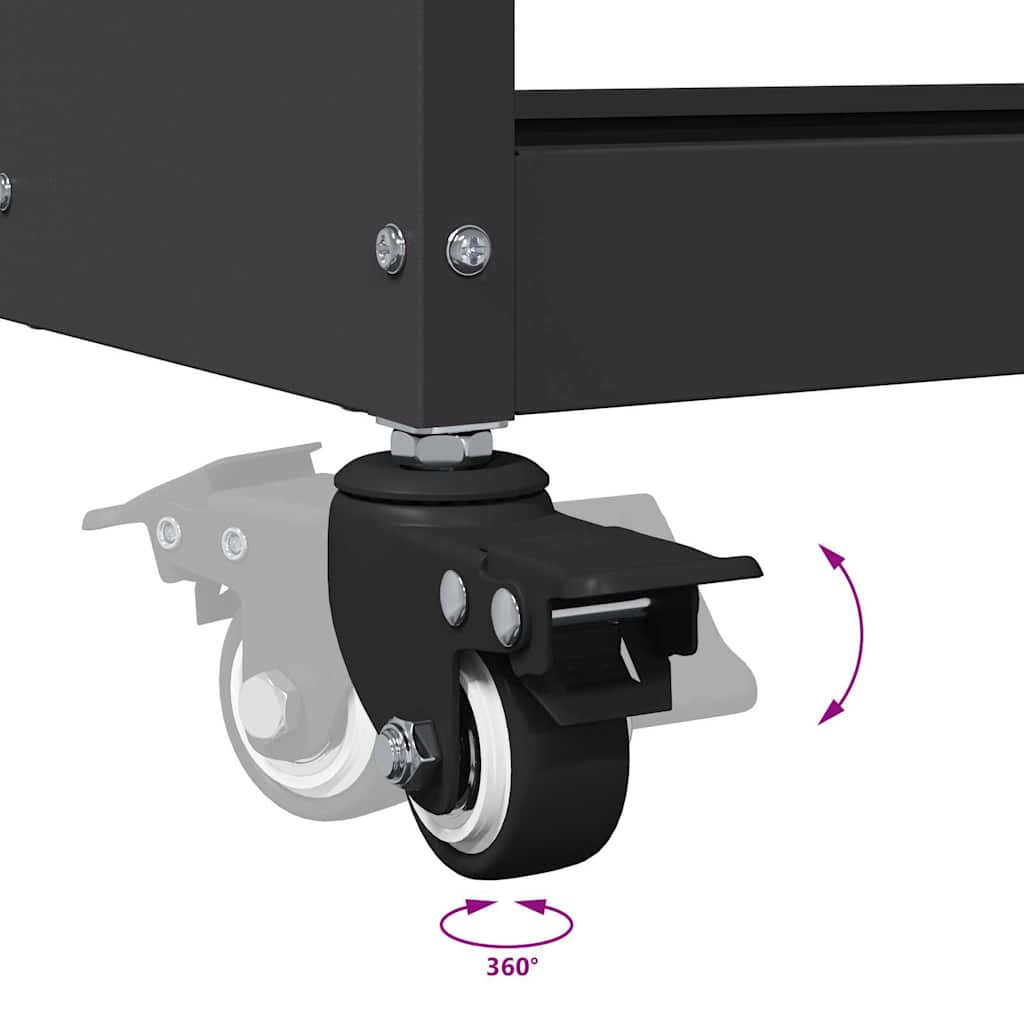 vidaXL Carrello per Attrezzi con lo scaffale Nero 65 x 35 x 111 cm