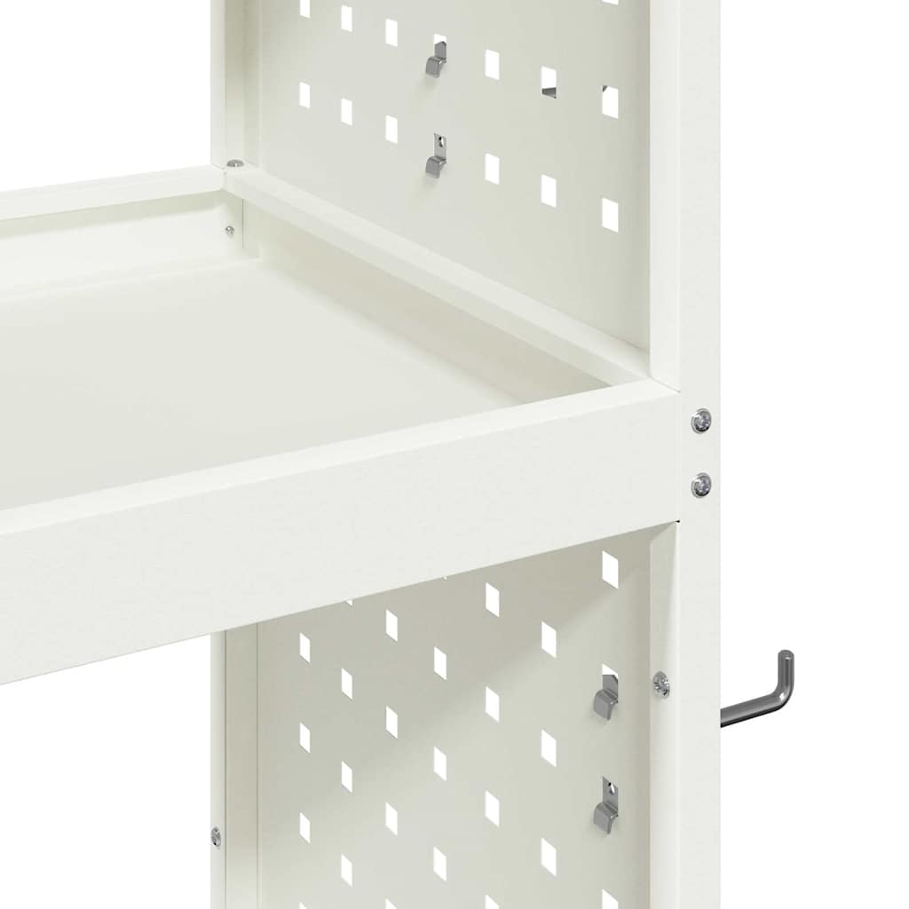 vidaXL Carrello per Attrezzi con lo scaffale Bianco 65 x 35 x 111 cm