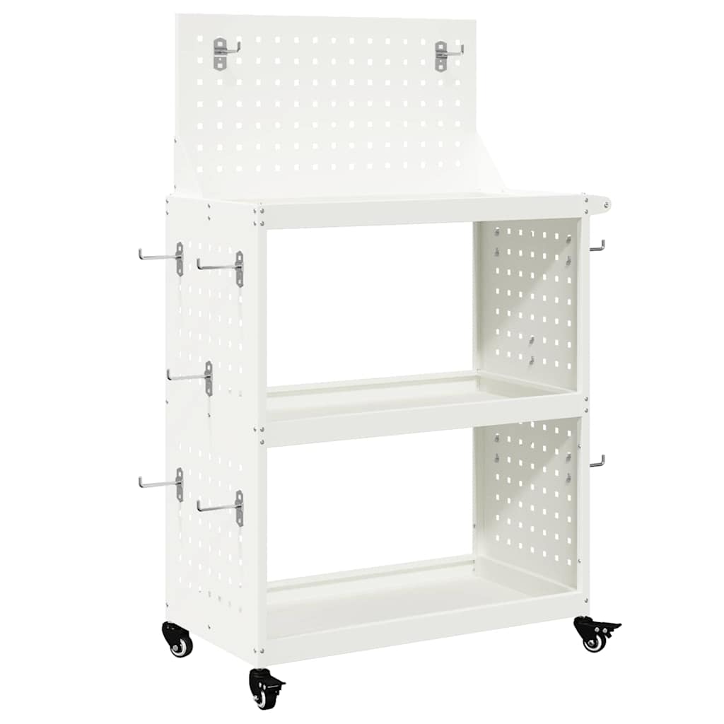 vidaXL Carrello per Attrezzi con lo scaffale Bianco 65 x 35 x 111 cm