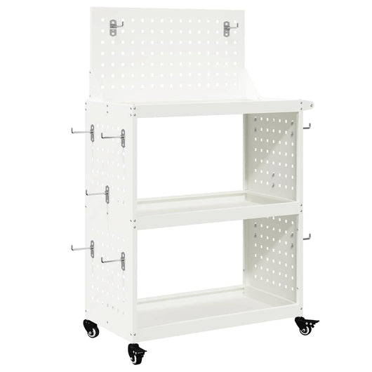 vidaXL Carrello per Attrezzi con lo scaffale Bianco 65 x 35 x 111 cm