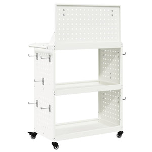 vidaXL Carrello per Attrezzi con lo scaffale Bianco 65 x 35 x 111 cm