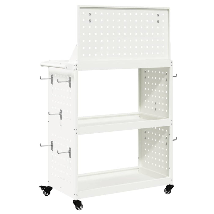 vidaXL Carrello per Attrezzi con lo scaffale Bianco 65 x 35 x 111 cm