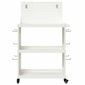 vidaXL Carrello per Attrezzi con lo scaffale Bianco 65 x 35 x 111 cm