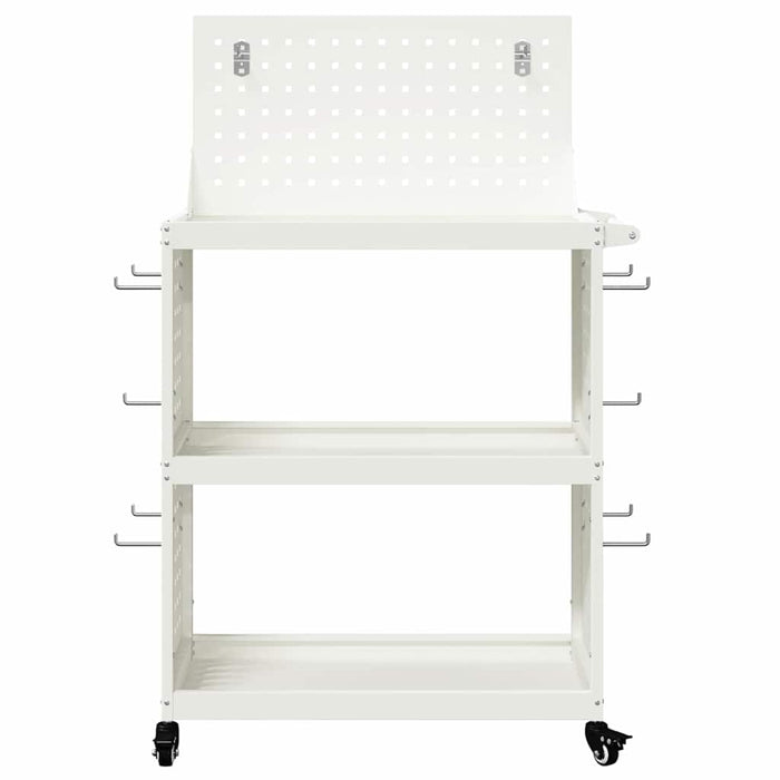 vidaXL Carrello per Attrezzi con lo scaffale Bianco 65 x 35 x 111 cm