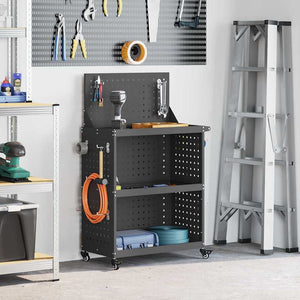 Carrello per Attrezzi con lo scaffale Nero 65 x 35 x 111 cm 874553