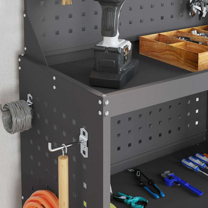 vidaXL Carrello per Attrezzi con lo scaffale Nero 65 x 35 x 111 cm