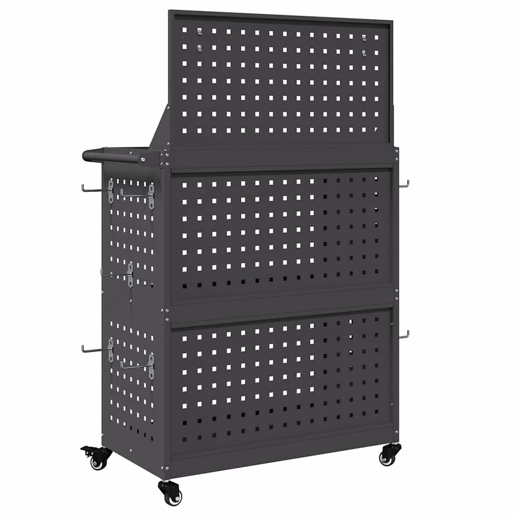 vidaXL Carrello per Attrezzi con lo scaffale Nero 65 x 35 x 111 cm