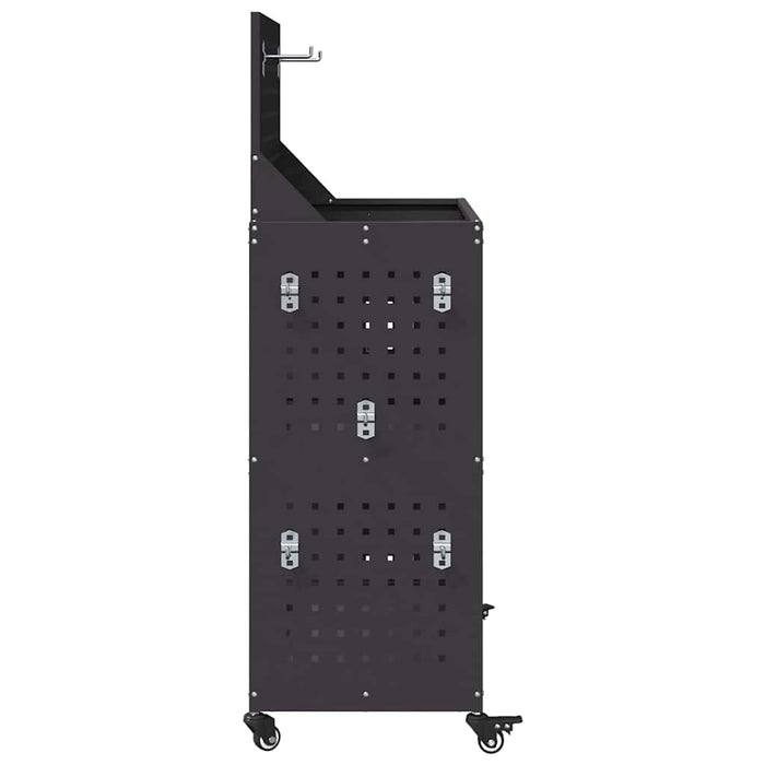 vidaXL Carrello per Attrezzi con lo scaffale Nero 65 x 35 x 111 cm