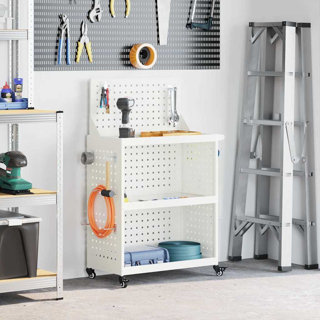 Carrello per Attrezzi con lo scaffale Bianco 65 x 35 x 111 cm 874554