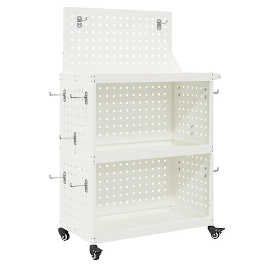 vidaXL Carrello per Attrezzi con lo scaffale Bianco 65 x 35 x 111 cm