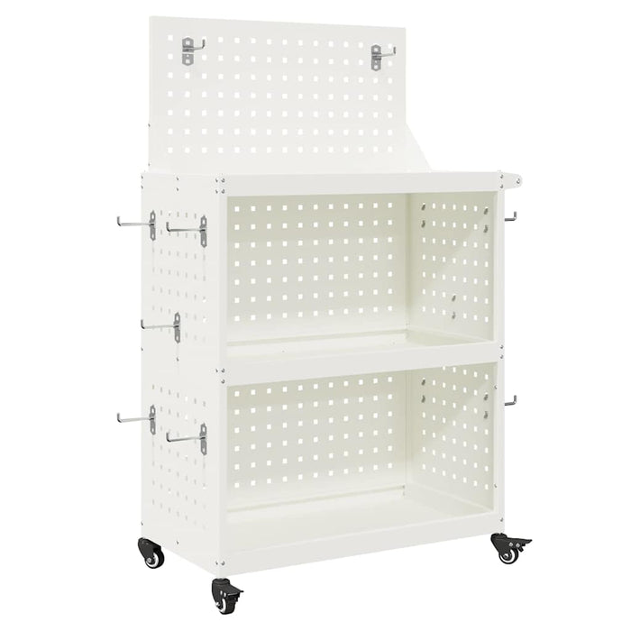 vidaXL Carrello per Attrezzi con lo scaffale Bianco 65 x 35 x 111 cm
