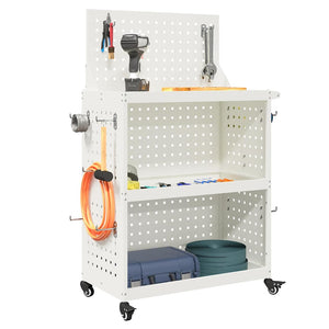 vidaXL Carrello per Attrezzi con lo scaffale Bianco 65 x 35 x 111 cm