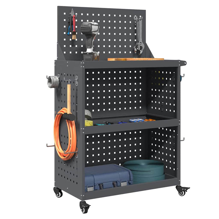 vidaXL Carrello per Attrezzi con ruota Antracite 65 x 35 x 111 cm
