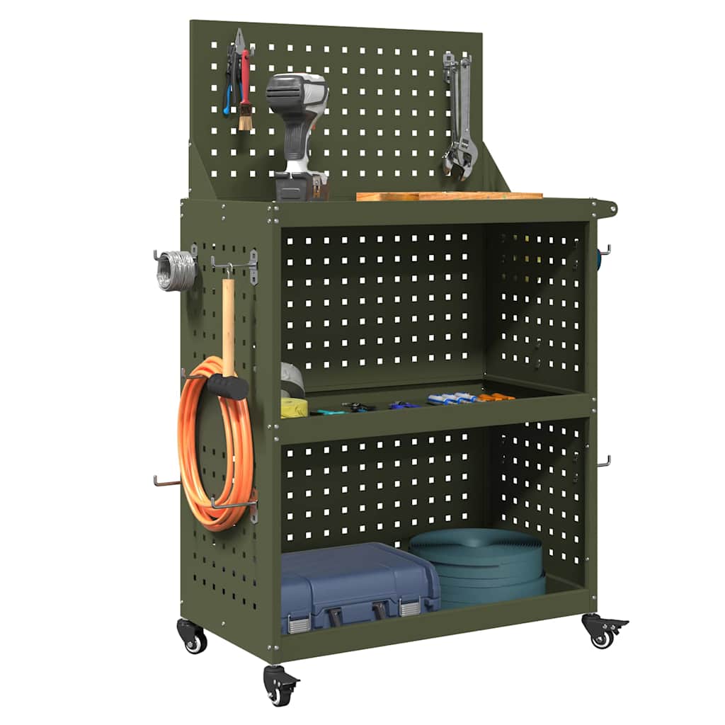 vidaXL Carrello per Attrezzi con ruota Oliver verde 65 x 35 x 111 cm