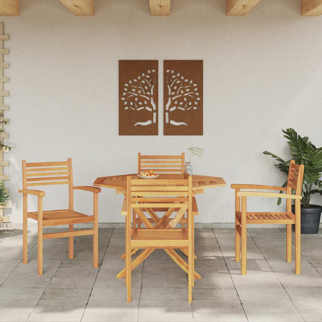 Sedie impilabili da giardino 4 pcs Marrone 55.5 x 55.5 x 90 cm 3375763