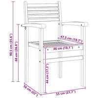 Sedie impilabili da giardino 4 pcs Marrone 55.5 x 55.5 x 90 cm 3375763