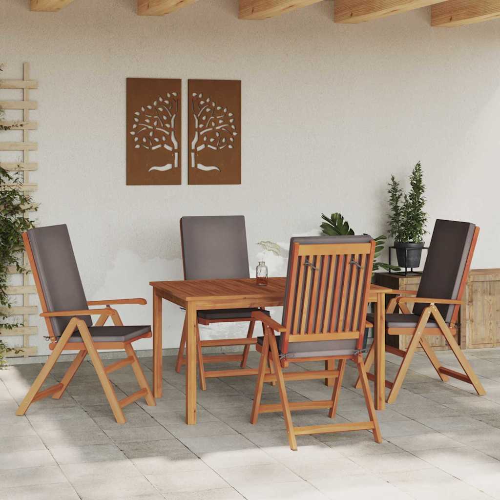 vidaXL Sedia da Giardino con cuscino 4 pcs Marrone 57 x 71.5 x 104cm
