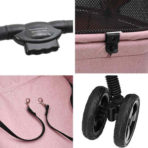 vidaXL Passeggino pieghevole per animali Rosa 81 x 47 x 99 cm