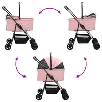 vidaXL Passeggino pieghevole per animali Rosa 81 x 47 x 99 cm