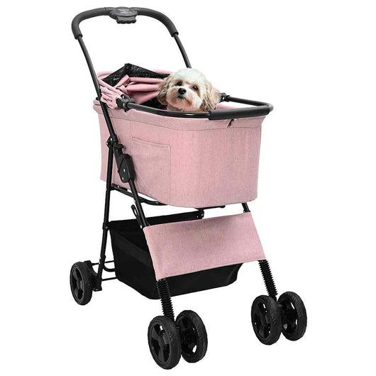 vidaXL Passeggino pieghevole per animali Rosa 81 x 47 x 99 cm