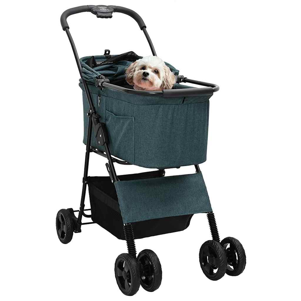 vidaXL Passeggino pieghevole per animali Verde 81 x 47 x 99 cm