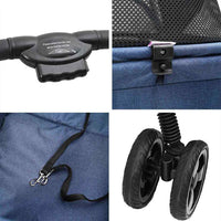 vidaXL Passeggino pieghevole per animali Blu 81 x 47 x 99 cm