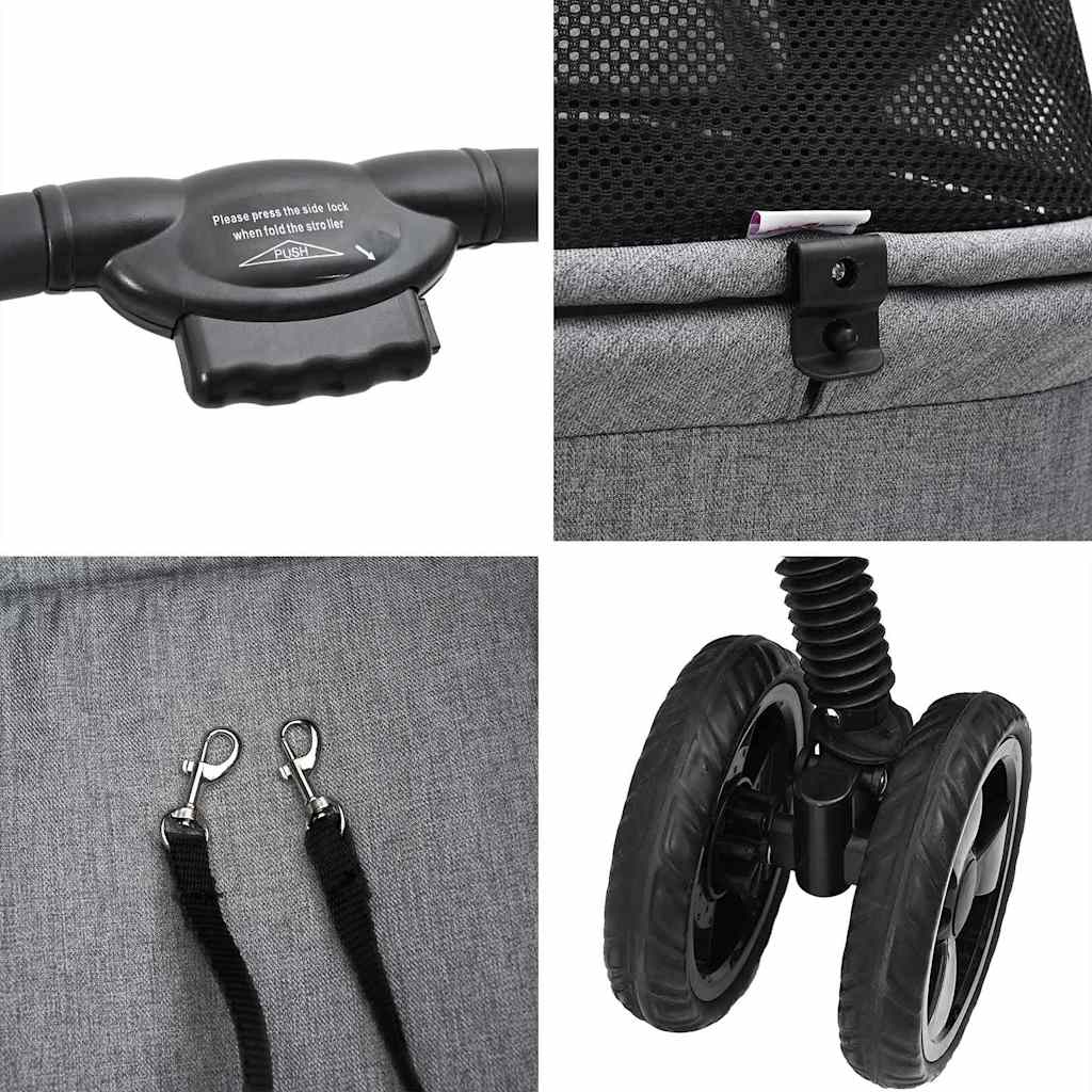 Passeggino pieghevole per animali Grigio 81 x 47 x 99 cm 42012436