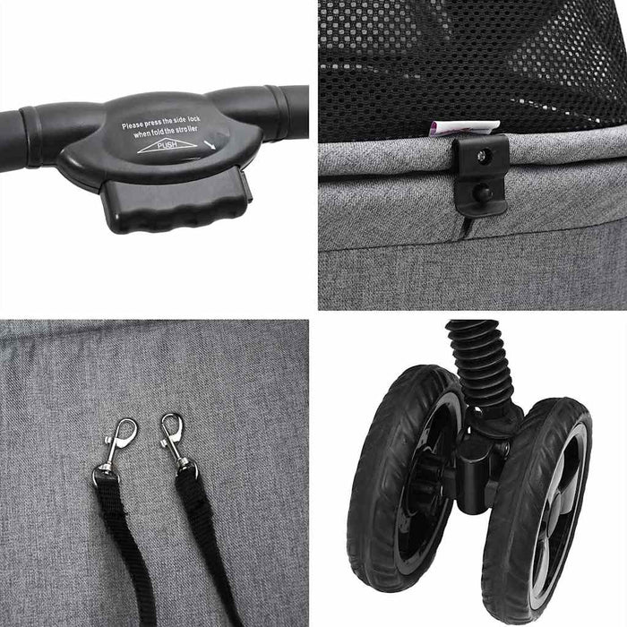 Passeggino pieghevole per animali Grigio 81 x 47 x 99 cm 42012436