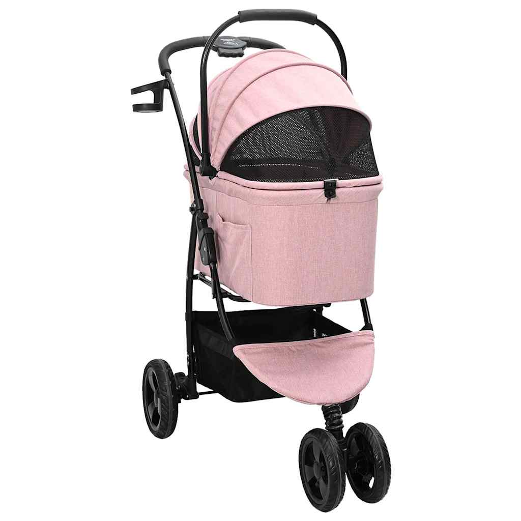 vidaXL Passeggino pieghevole per animali Rosa 78 x 54 x 101 cm