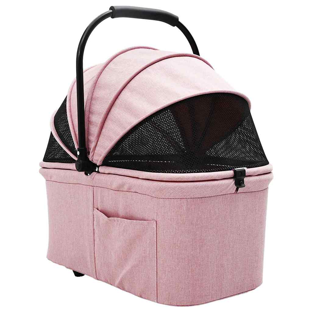 vidaXL Passeggino pieghevole per animali Rosa 78 x 54 x 101 cm