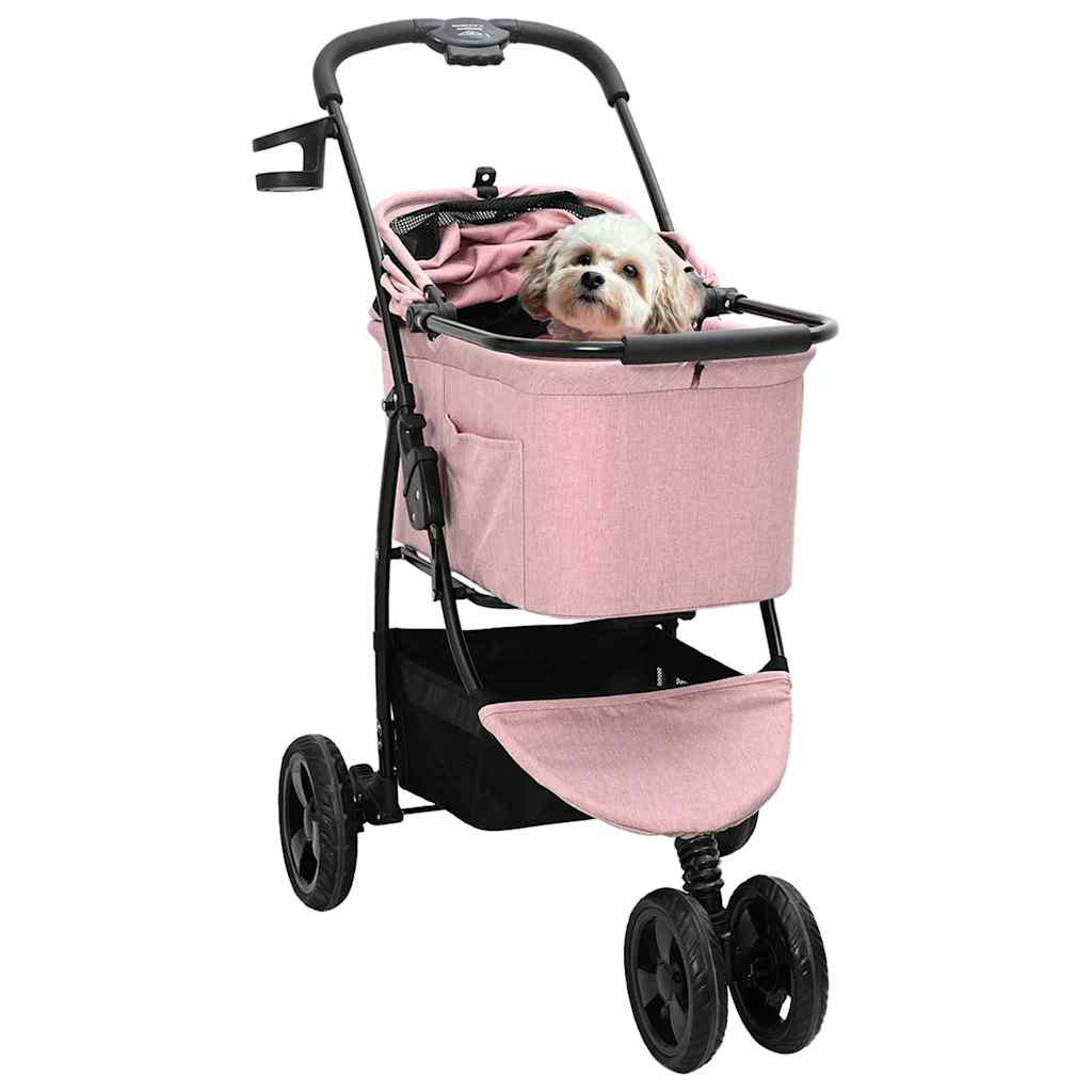 vidaXL Passeggino pieghevole per animali Rosa 78 x 54 x 101 cm