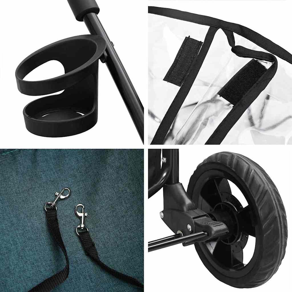 vidaXL Passeggino pieghevole per animali Verde 78 x 54 x 101 cm