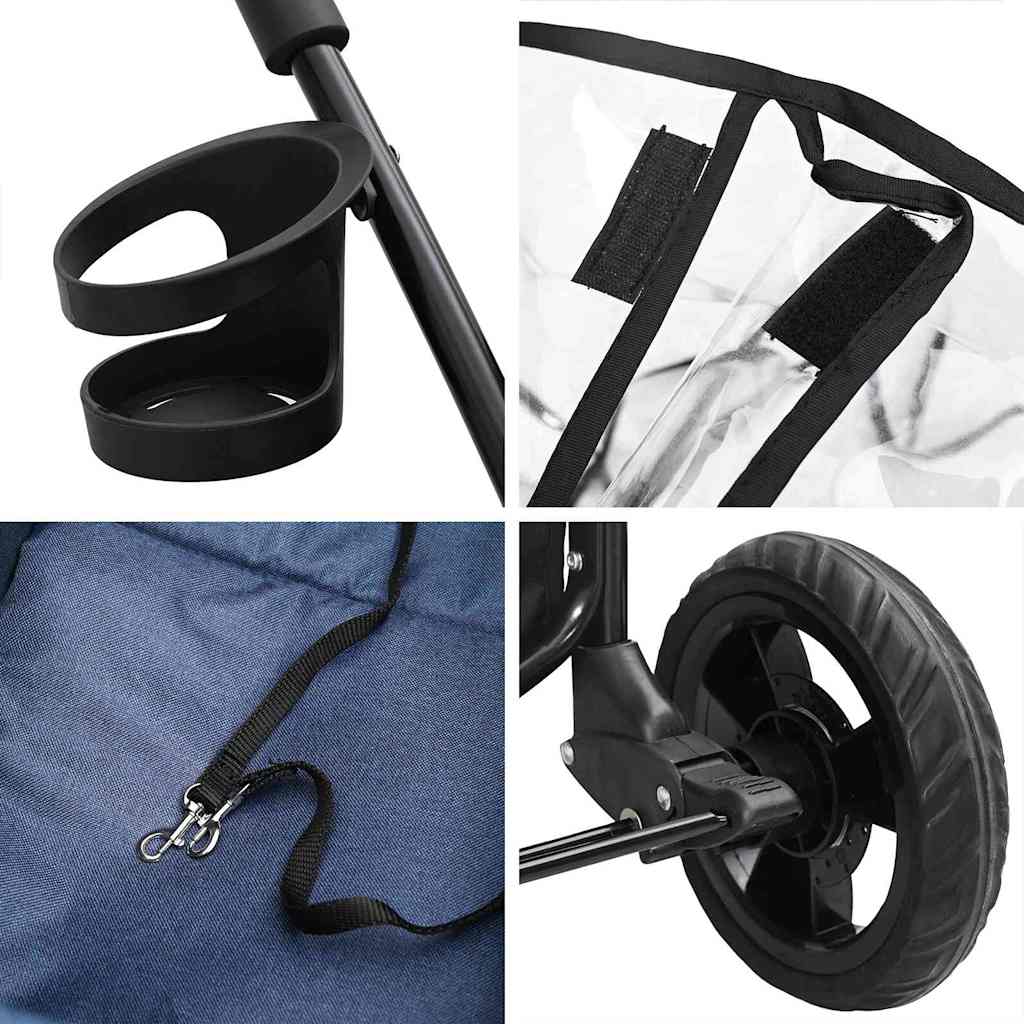 vidaXL Passeggino pieghevole per animali Blu 78 x 54 x 101 cm