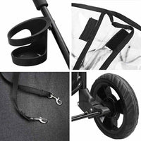 vidaXL Passeggino pieghevole per animali Nero 78 x 54 x 101 cm