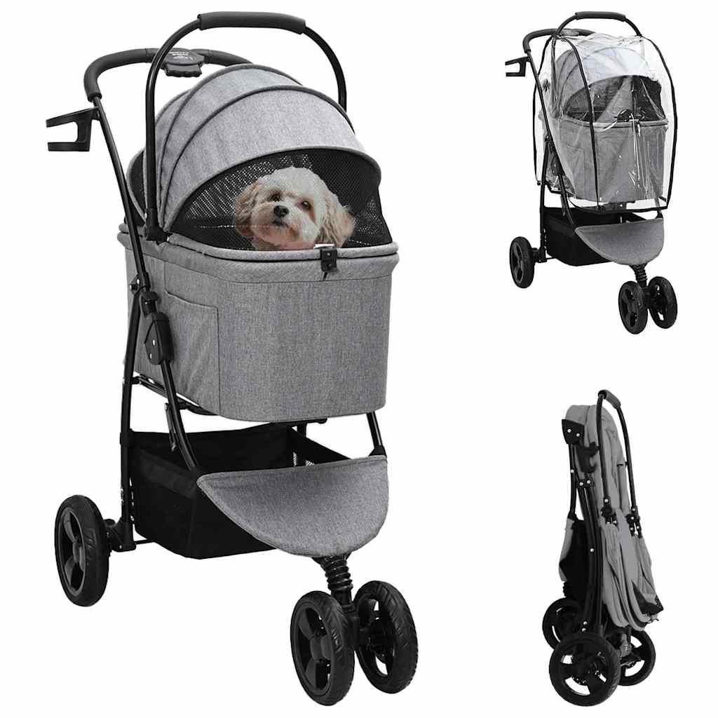 Passeggino pieghevole per animali Grigio 78 x 54 x 101 cm 42012441