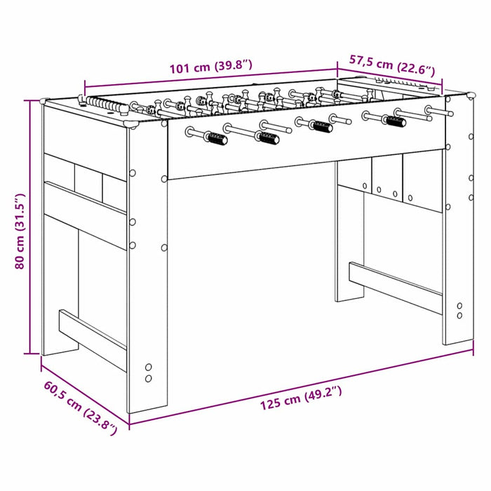 Tavolo da Foosball Legno vecchio 125 x 60,5 x 80 cm 858891
