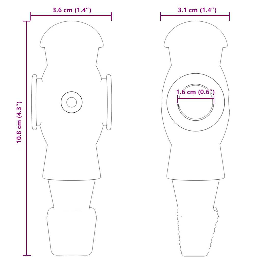 Calciatori da tavolo per 3.6 x 3.1 x 10.8 cm asta 24 pcs 858895