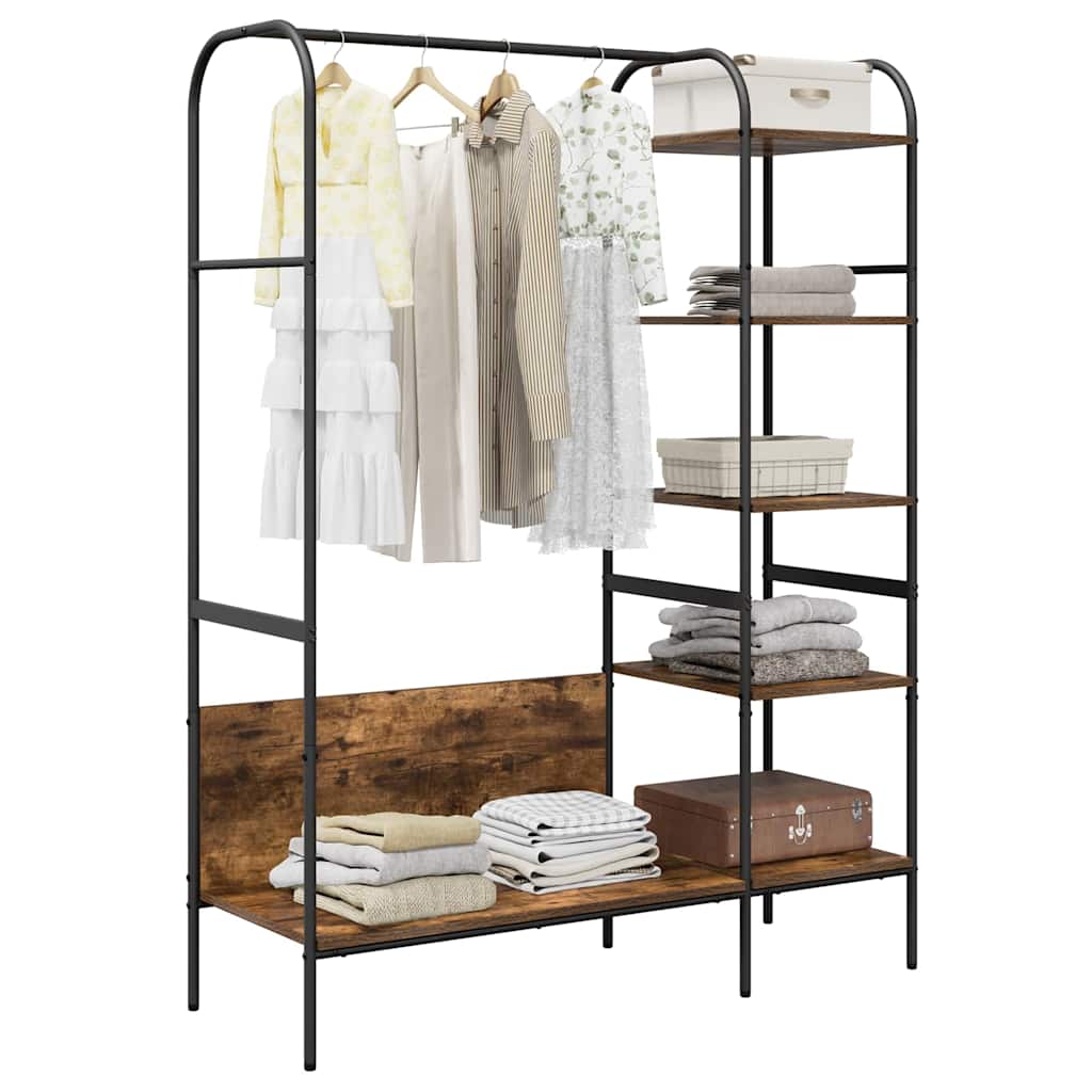 Stendibiancheria con Mensole Rovere Affumicato 120x44x160 cm Legno Ingegnerizzato 868447