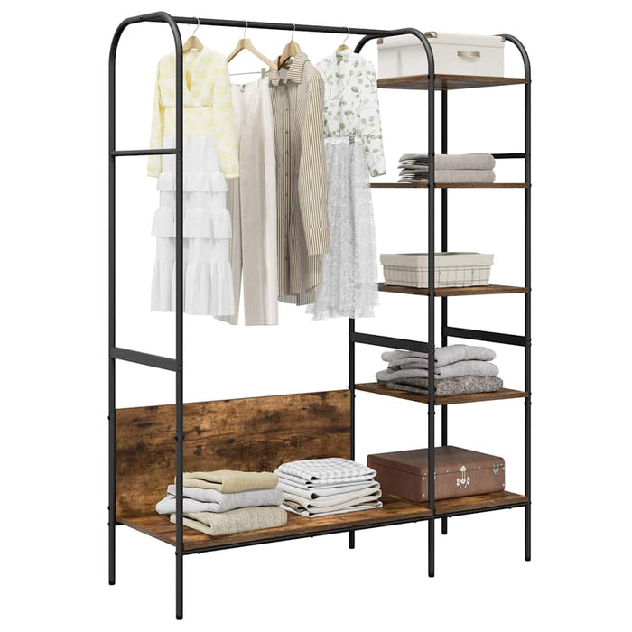 Stendibiancheria con Mensole Rovere Affumicato 120x44x160 cm Legno Ingegnerizzato 868447