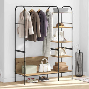 Appendiabiti con Ripiani Rovere Artigianale 120x44x160 cm Legno Ingegnerizzato 868450