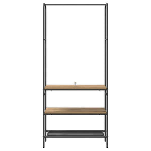 Ripiano per vestiti con mensole rovere artigianale 868468