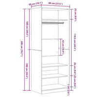 Armadio in rovere nero 80 x 50 x 200 cm - Legno ingegnerizzato 3378502