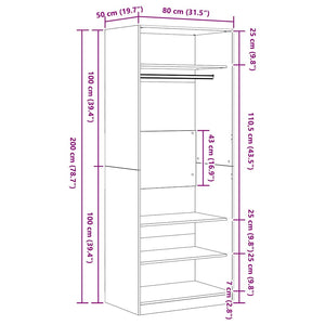 Armadio in rovere nero 80 x 50 x 200 cm - Legno ingegnerizzato 3378502