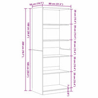 Guardaroba Rovere Nero 80 x 50 x 200 cm Legno multistrato 3378503
