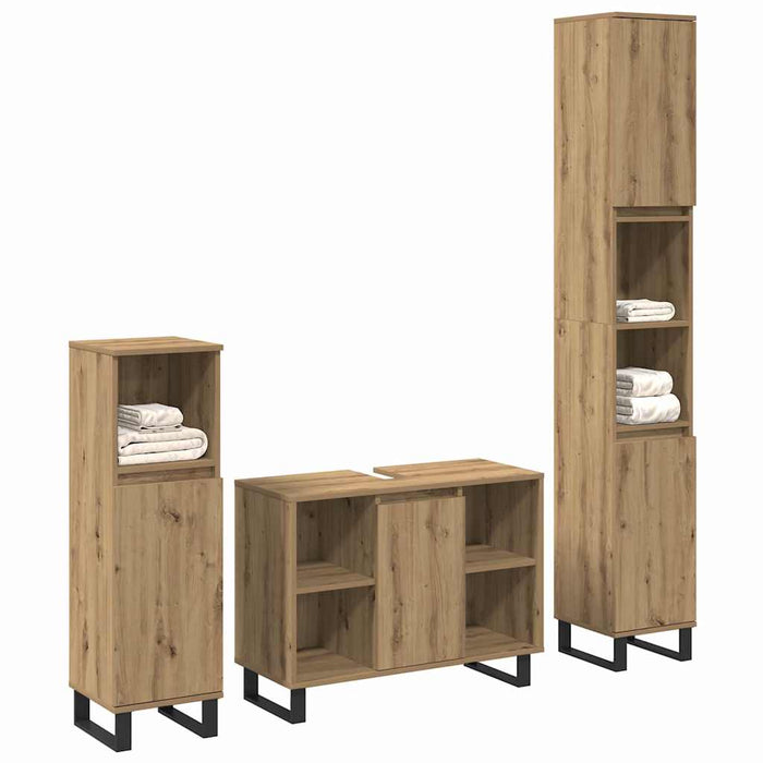 vidaXL Set di mobili per il bagno 3 pcs Marrone 30 x 30 x 180 cm