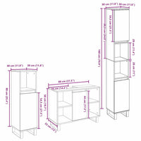 vidaXL Set di mobili per il bagno 3 pcs Marrone 30 x 30 x 180 cm