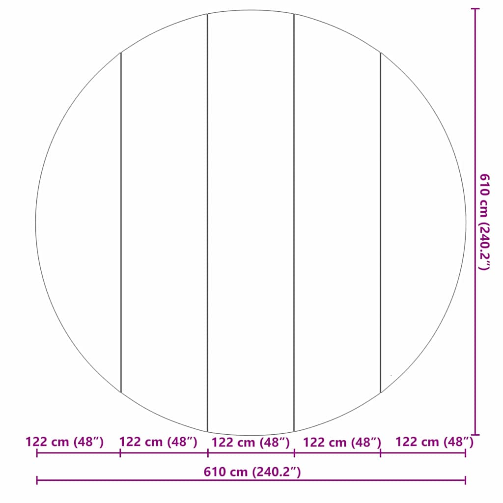 Telo per Fondo Piscina Nero Ø 610 cm Geotessile in Poliestere 42009111